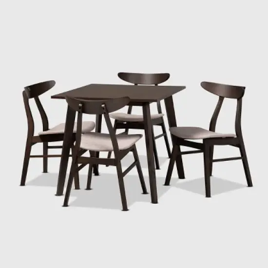 5pc Britte Fabric Upholstered Wood Dining Set  - Baxton Studio image {8}