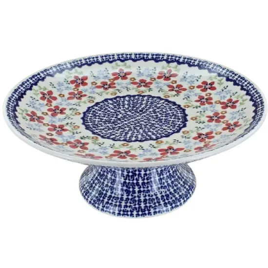 Blue Rose Polish Pottery P042 Manufaktura Pedestal Plate image {5}