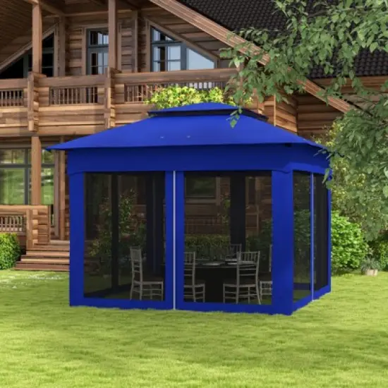 DSVIMOY 11'*11' Pop Up Canopy, Outdoor Patio Gazebo Shelter with Removable Zipper Netting, Instant Event Tent, Blue, 128"*128"*104.3" image {3}