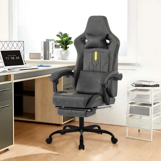 Ergonomic Gaming Chair with Adjustable Height & Footrest, Lumbar Support, Iron Base, PU Leather, Easy Assembly-Cuddlewood image {8}