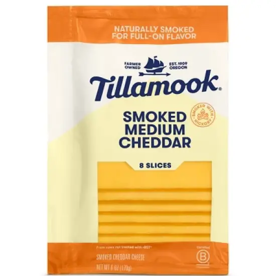 Tillamook Smoked Medium Cheddar Cheese Slices - 6oz/8ct image {7}