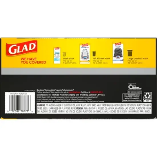 Glad ForceFlex Large Drawstring Black Trash Bags - 30 Gallon - 34ct image {10}