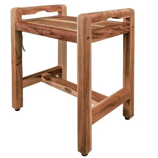 EcoDecors&reg; Eleganto&reg; 20" Teak Wood Shower Bench with LiftAide&reg; Arms in EarthyTeak Finish image {11}