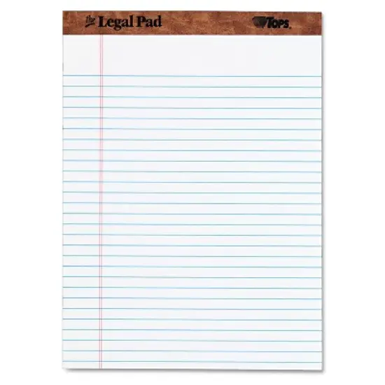 Tops The Legal Pad Ruled Perforated Pads 8 1/2 x 11 3/4 White 50 Sheets 75330 image {4}