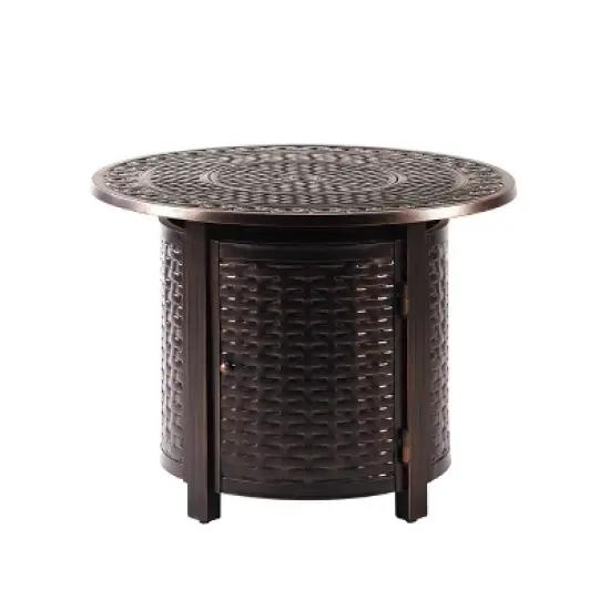 Oakland Living Aluminum Round Outdoor Patio Dining Table with Lid & Covers image {1}