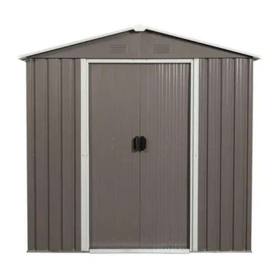 6ft x 5ft Outdoor Metal Storage Shed gray image {6}
