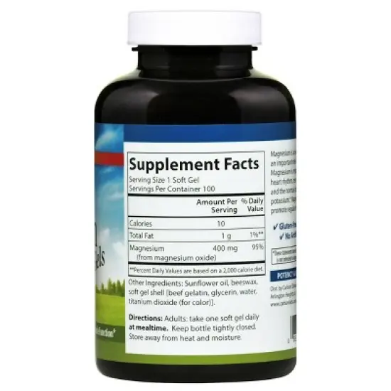 Carlson - Magnesium Gels, 400 mg of Magnesium, Heart Health, Bowel Function image {2}