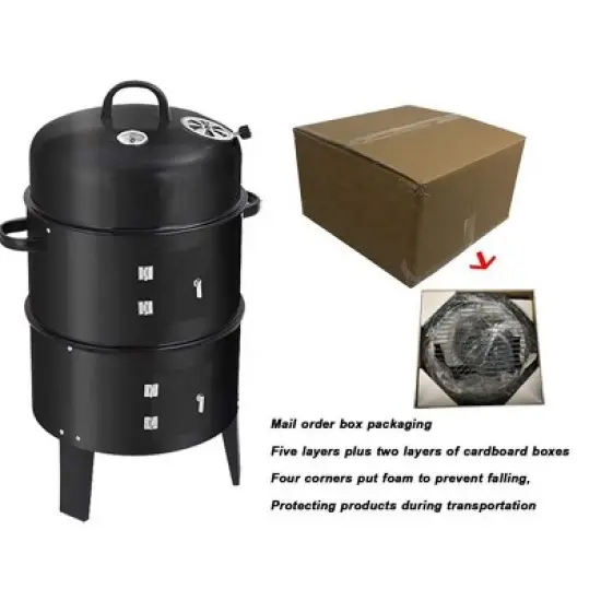 Cesicia Outdoor Double-Layer Grill, Charcoal Wood Fired Braising And Smoking Stove image {4}