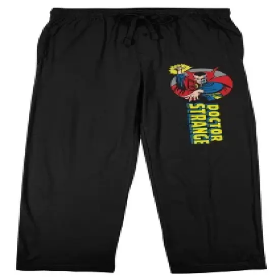 Marvel Comics Presents Dr. Strange With Logo Men's Black Sleep Pajama Pants image {8}