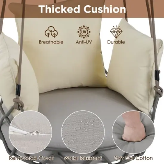 PAGED Porch Swing Metal Frame Swing Chair with UV Resistant Thickened Cushion for Outdoor, Garden, Balcony image {2}