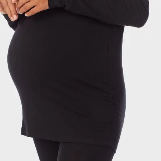 Warm Essentials by Cuddl Duds Smooth Stretch Thermal Maternity Henley Top - Black image {4}
