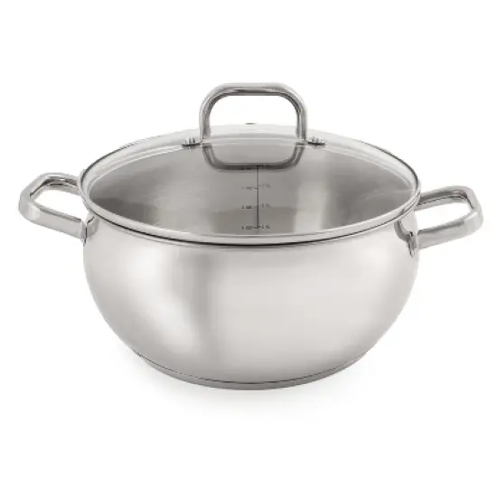 BergHOFF Belly Shape 18/10 Stainless Steel 9.5" Stockpot with Glass Lid 5.5Qt. image {7}