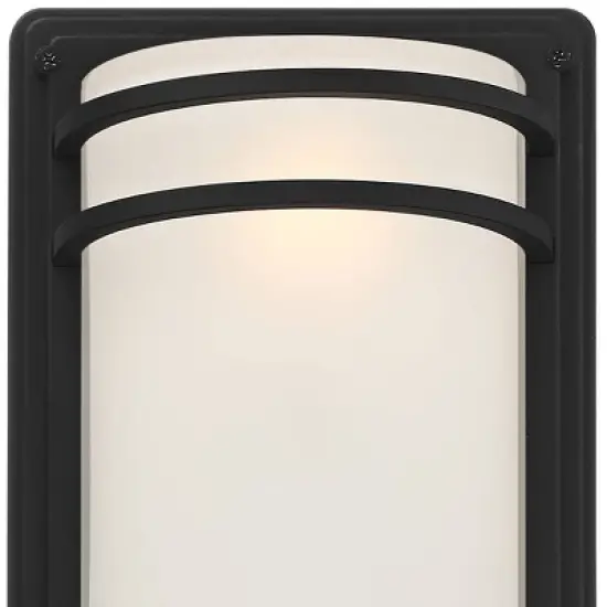 John Timberland Habitat 16" High Modern Outdoor Wall Sconce Light Fixture Mount Porch House Exterior Weatherproof Black Metal Frosted Glass Shade image {2}