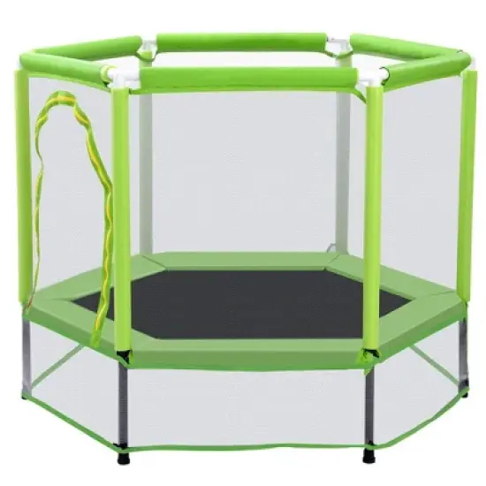 55'' Toddlers Trampoline with Safety Enclosure Net and Balls, Indoor Outdoor Mini Trampoline for Kids image {13}
