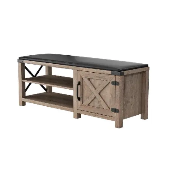Modern Farmhouse Shoe Bench, Light Brown - ModernLuxe image {6}