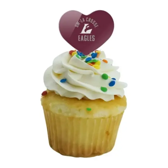 NCAA University of Wisconsin - La Crosse University Eagles Heart Love Cupcake Picks Toppers Decoration Set of 6 image {4}