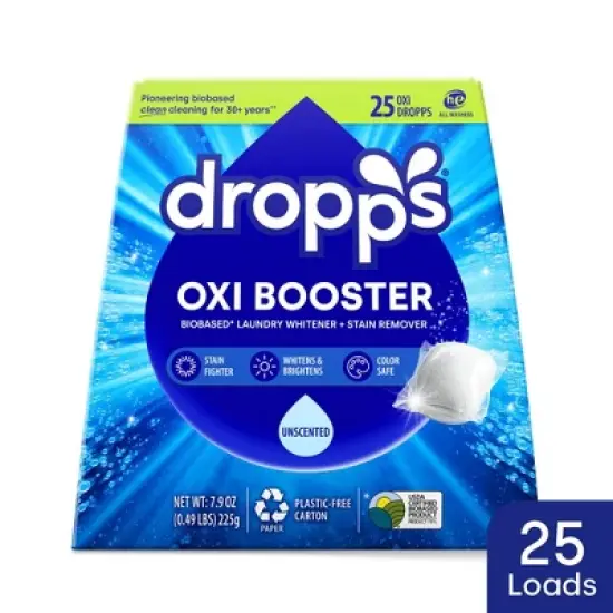 Dropps Laundry Oxi Booster Whitener & Stain Remover Biobased Detergent Pods - Unscented - 25ct image {10}