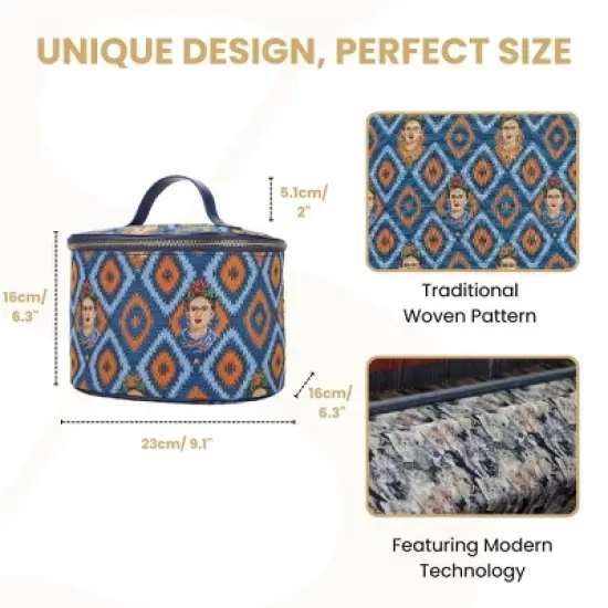 Signare USA Frida Kahlo Icon Blue Toiletry Vanity Bag image {2}