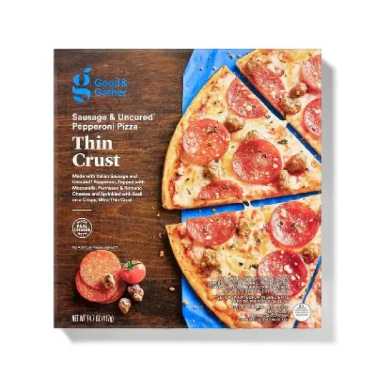 Thin Crust Uncured Pepperoni and Sausage Frozen Pizza - 14.7oz - Good & Gather&trade; image {3}