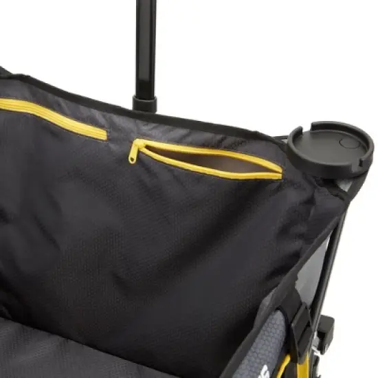 Gorilla Carts 7 Cubic Feet Foldable Collapsible Durable All Terrain Utility Pull Beach Wagon with Oversized Bed and Built In Cup Holders, Gray image {3}