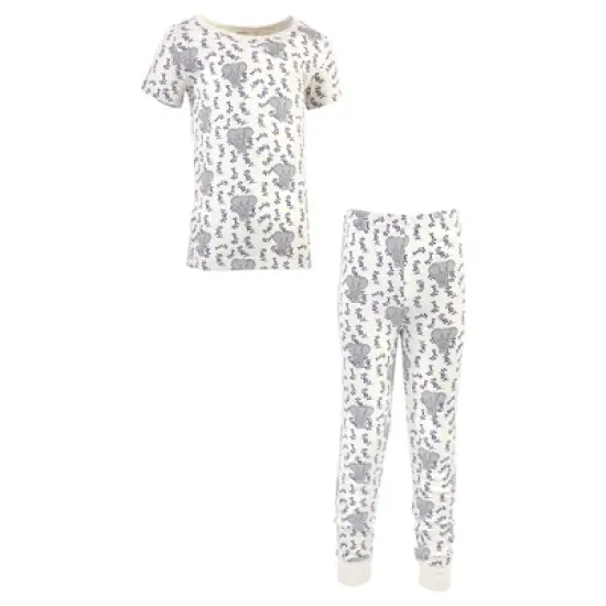 Touched by Nature Toddler and Kids Boy Organic Cotton Tight-Fit Pajama Set, Blue Elephant image {3}