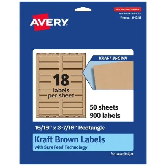 Avery Kraft Brown Rectangle Labels with Sure Feed, 15/16" x 3-7/16" image {9}