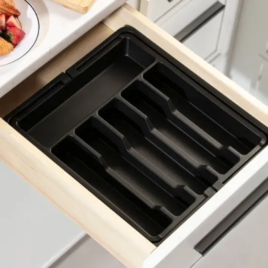 Expandable Silverware and Utensil Drawer Organizer with 8 Compartments - Space-Saving Silverware Kitchen Storage Solution, Expandable Drawer Organizer image {3}