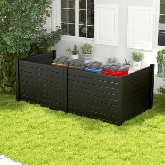 Costway 48"L x 37.5"H Air Conditioner Fence with 3 Ground Stakes Black/White image {4}