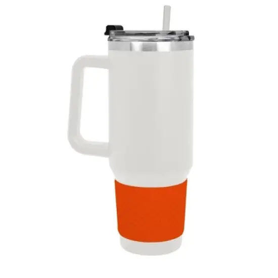NHL Philadelphia Flyers White Colossus Travel Mug with Team Color Silicon Gripe - 40oz image {1}