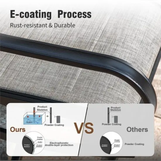 Captiva Designs 7pc Outdoor Patio Rectangle Metal Dining Table & Grayish Brown Textilene Swivel Chairs image {8}