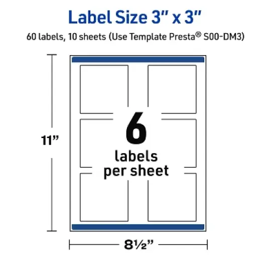 Avery Printable Square Labels, Double Black Border, 3" x 3", Matte White Square Labels, Permanent, Laser/Inkjet, 60ct, Great for Product Labels image {4}