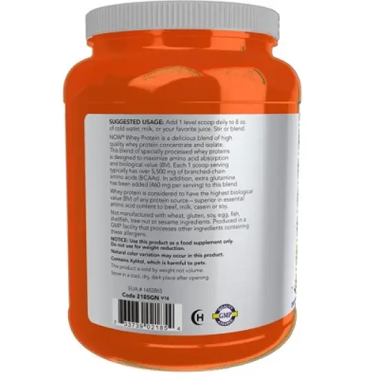 Whey Protein-Vanilla by Now Foods  -  2 lbs Powder image {2}