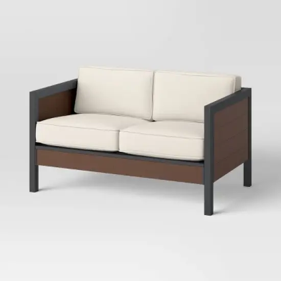 Bryant 2pc Faux Wood Patio Loveseat & Coffee Table - Gray/Natural - Threshold&trade; image {2}