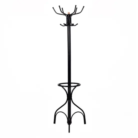 Costway Metal Coat Hat Rack Organizer Clothes Hanger Hooks Tree Stand Umbrella Holder image {3}