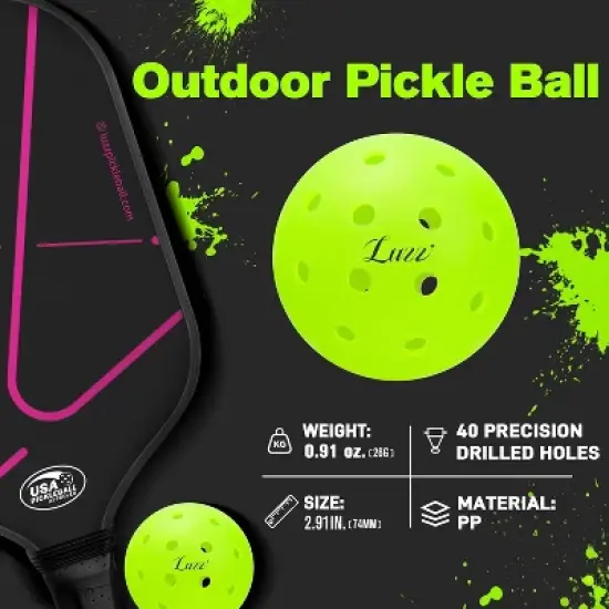 Luzz Outdoor Pickleballs 40 Holes True Flight Balance Technology, Pickle Balls 3 9 Pack Rotomolded Construction for Consistent Bounce Pickleballs image {3}