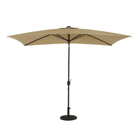 10' x 6.5' Rectangular Nassau Market Patio Umbrella with LED Bulb Lights Champagne - Island Umbrella image {2}