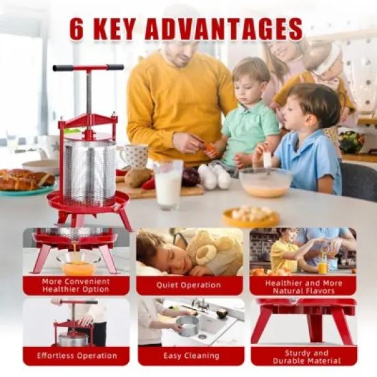 Fruit Wine Press, Manual Fruit and Wine Press With T-Handle, Stainless Steel, Stable Triangular Structure, Wine Making Press image {8}