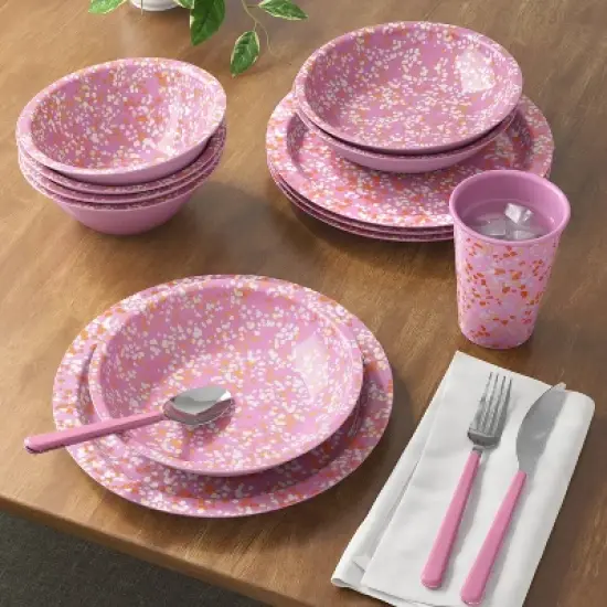 30oz Plastic Terrazzo Pale Raspberry Cereal Bowl Pink - Room Essentials&trade; image {1}