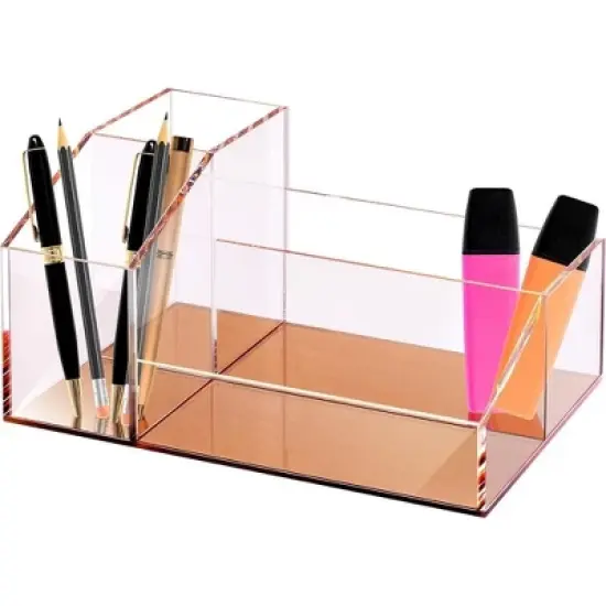 Acrylic Makeup Brush Organizer Compartment Office Organizers for Desk - Elavain image {6}