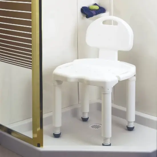 Carex Universal Bath Seat with Back - Height-Adjustable Plastic Shower/Bath Bench - White image {1}