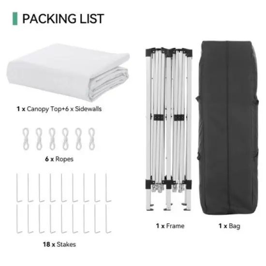 10 x 20Ft Pop Up Canopy Tent with 6 Removable Sidewalls, Waterproof and UV Protection 50+ for Outdoor Sun Shelter image {2}