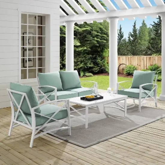 4pc Kaplan Outdoor Steel Conversation Set Mist/White - Crosley image {1}