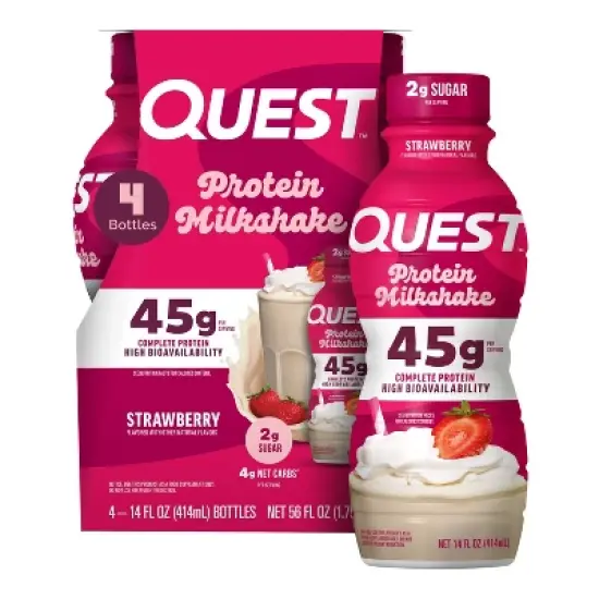 Quest Nutrition Ready to Drink High Protein Milkshake - Strawberry - 4ct/56 fl oz image {9}