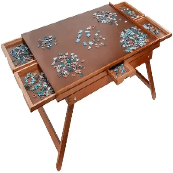Jumbl 27x35" Jigsaw Puzzle Board Rack w/Legs, Mat & 6 Drawers  image {7}