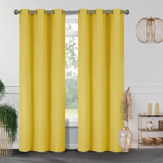 38" x 84" Solid Blackout Thermal Grommet Curtain Panels (Set of 2 Black) image {4}