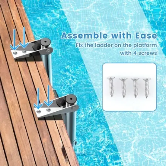 Costway 4-Step Telescoping Boat Ladder Folding Dock Ladder with Non-slip Steps image {6}