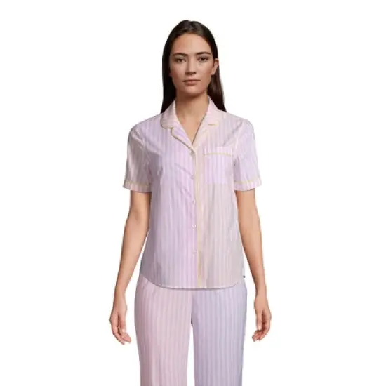Lands' End Women's Short Sleeve Cotton Poplin Pajama Shirt image {7}
