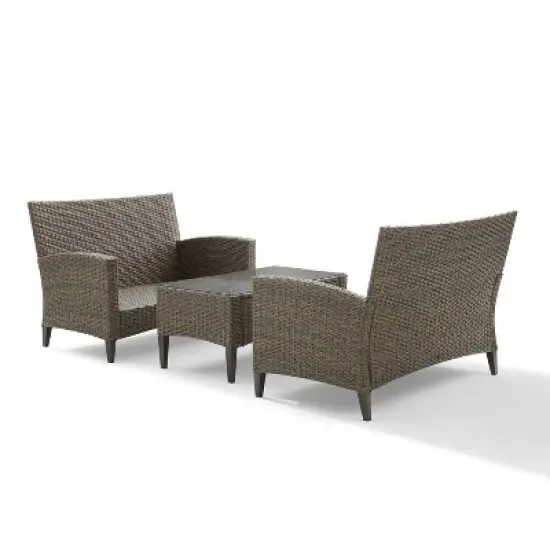 Rockport 3pc Outdoor Wicker Loveseat Seating Set - Crosley image {4}