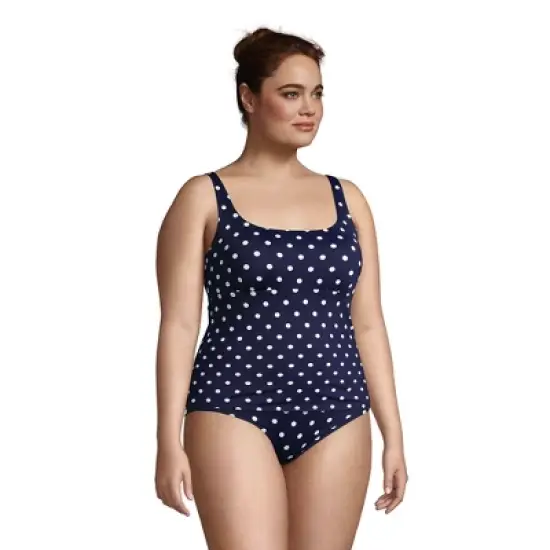 Lands' End Women's Plus Size DD-Cup Chlorine Resistant Tummy Control Square Neck Underwire Tankini Top Swimsuit image {2}