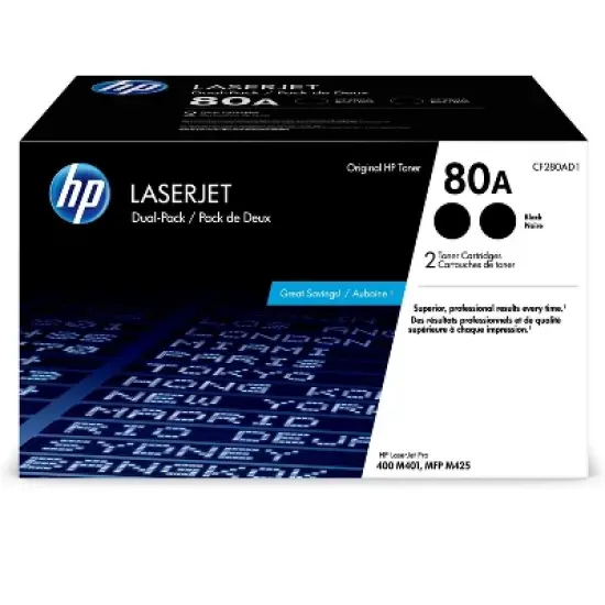 HP 80A 2-pack Black Original LaserJet Toner Cartridges, ~2,560 pages, CF280AD1 image {6}